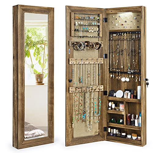 SRIWATANA Jewelry Cabinet with Mirror, Lockable Door, Carbonized Black - color: carbonized black