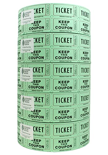 Raffle Tickets Roll, Green, 10,000 Consecutively Numbered - color: C - Green, size: 10,000