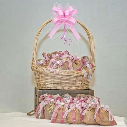 WEWILUCK Large Pink Pull Bows for Gift Wrapping, 8 Inch, 10 Pack, Baskets - color: Matte-Pink, size: 8 Inch - 10 Pack