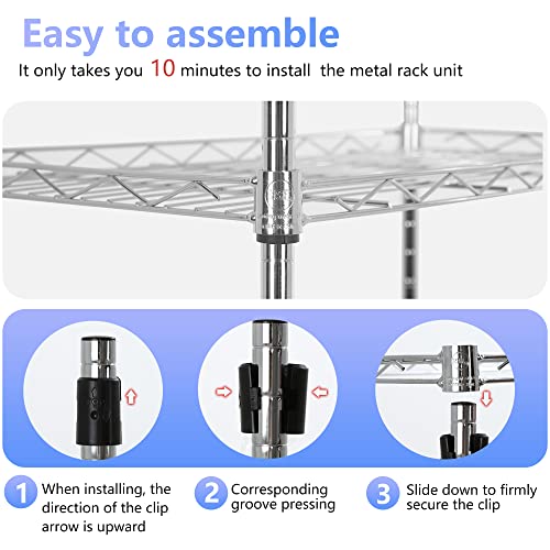 FDW | 3-Tier Wire Shelf | 23" x 13" x 30" | Chrome - color: Chrome, size: 23×13×30