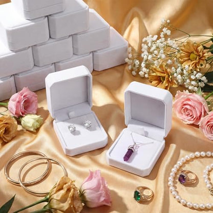 Sureio 24 Pcs Velvet Jewelry Gift Boxes Bulk White - color: White