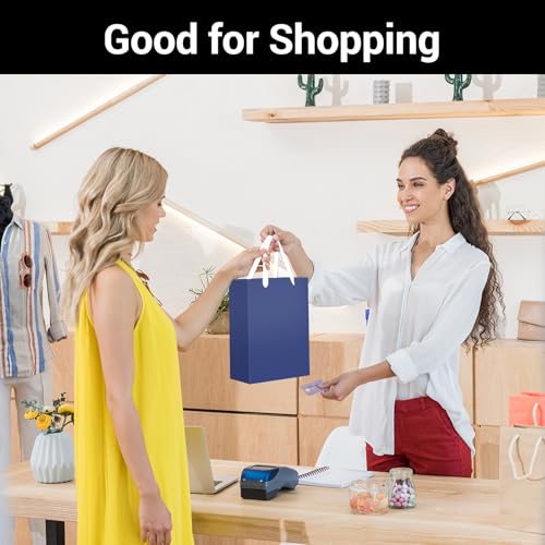 EUSOAR Navy Blue Gift Bags, 3pcs 7.8"x3.9"x11" Kraft Paper Bags with Handle - color: Navy Blue, size: 1 Count (Pack of 3)