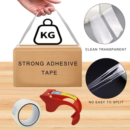 1.88iIN * 32.8YDS Clear Heavy Duty Packing Tape Dispenser, Hand-Held Packaging Tape Gun StAronger and Thicker for Shipping Packing Moving Seals Tape (3 Rolls)