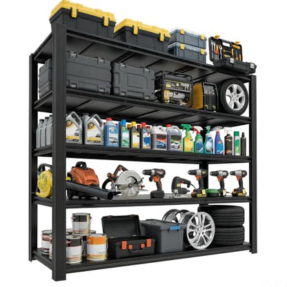 5-Tier Heavy Duty Garage Shelving, 5000LBS Capacity, 84" H x 62" W x 24" D, Boltless Adjustable Metal Storage Rack for Garage, Warehouse, Basement, Shop, Pantry, Black - size: 84"H x 62"W x 24"D