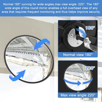 12" Acrylic Convex Security Mirror, Wide Angle Indoor Outdoor