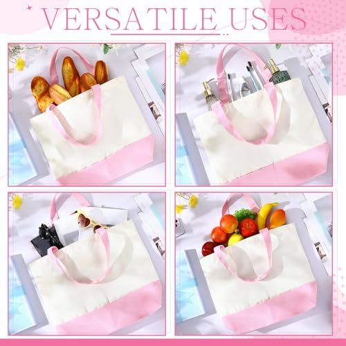 Epakh Canvas Tote Bags Bulk 18.5 x 15 In - color: Pink Color