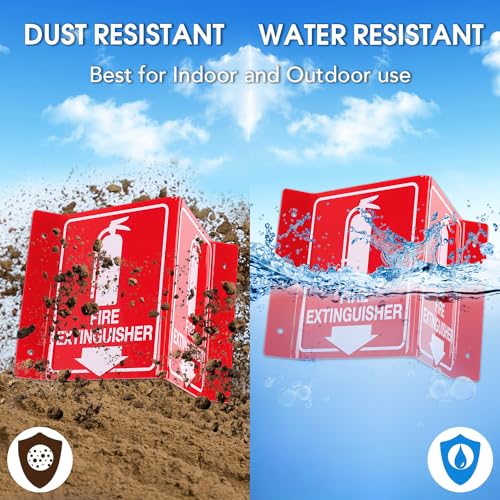 T&R Fire Extinguisher Sign, Fire Extinguisher with Down Arrow - 8 Pack - 8 x 6 Inches Acrylic, 4 pre-drilled holes, Includes Matching Screws, Use for Home Office/Business - color: V - 8 Pack