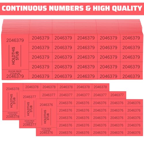 Kosiz 25 Bid 504 Raffle Ticket Sheets Chinese Auction Tickets, Red - color: Red, size: 25 Bid