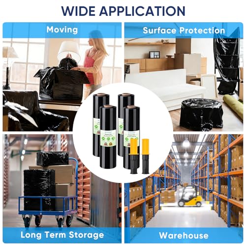 TICONN Stretch Wrap Roll, 15 in x 1000 ft Plastic Wrap for Moving Furniture - style: 15''-4PK Black