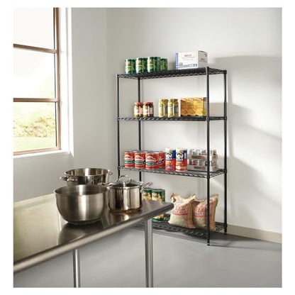 Alera ALE Industrial Heavy-Duty Wire Shelving Starter Kit, 4-Shelf, 48w x 18d x 72h, Black - color: Black, size: 48w x 18d x 72h