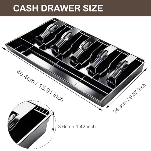 5 Bill & 4 Coin Compartments Cash Register Tray for Supermarkets, Shops