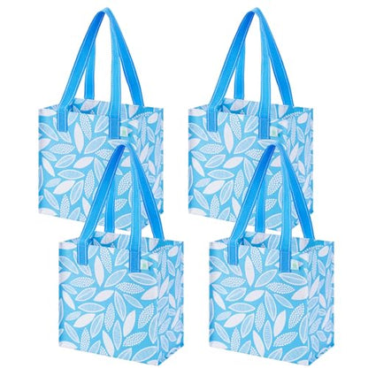 VENO 2/4 Pack Compact Reusable Grocery Shopping Bags with Hard Bottom - color: Spring Breeze - 4 Pack