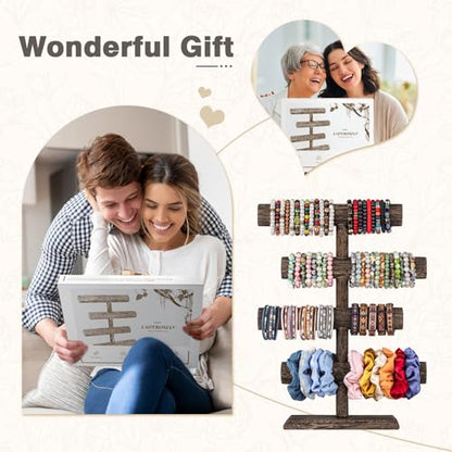 LadyRosian 4 Tier Wooden Display Jewelry Accessory Stand Jewelry Bracelet Holder Bangle Watch Necklace Storage Jewelry Holder Stand Display Organizer (Brown-4 layers) - color: Brown 4-Tier