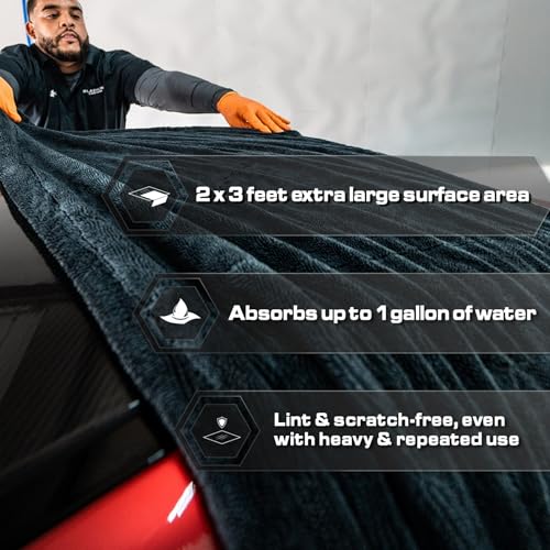 Blackline Microfiber Car Drying Towel 24"x36", 1300GSM Twisted Loop - color: Charcoal Grey