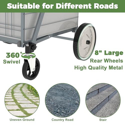 Heavy Duty Folding Shopping Cart for Groceries, Super Huge Grocery Carts - size: Super Huge-Grey 36Gal