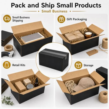8x5x5 Black Shipping Boxes, Pack of 35 - size: 8"x5"x5"