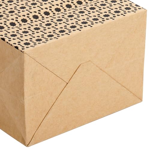 Elsjoy 100 Pack 4 Styles 5" x 8" Small Kraft Paper Gift Bags with Handles, Brown Paper Party Favor Bags, Vintage Paper Goodie Bags for Wedding, Birthday