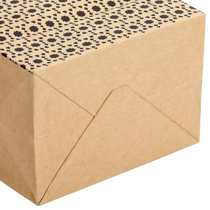 Elsjoy 100 Pack 4 Styles 5" x 8" Small Kraft Paper Gift Bags with Handles, Brown Paper Party Favor Bags, Vintage Paper Goodie Bags for Wedding, Birthday