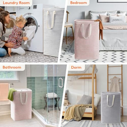Lifewit 80L Large Laundry Baskets, Laundry Hampers Bags, 2 Pack, Grey&Pink - color: Grey-Pink, size: 80L