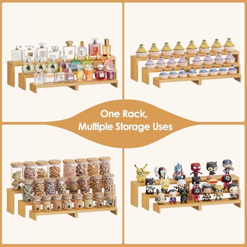 2 Sets DIY Bamboo Can Organizer for Pantry, 3-Tier 6-Piece Can Display Rack