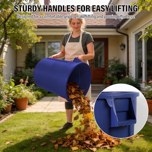 20 Gallon Outdoor Trash Can with Lid and Wheels, Blue - color: BLUE