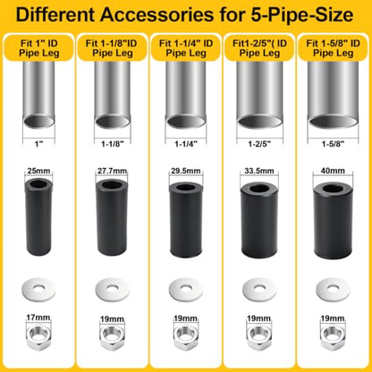 5 Inch Expanding Stem Casters with 5 Size Rubber Sleeves - size: 5Inch