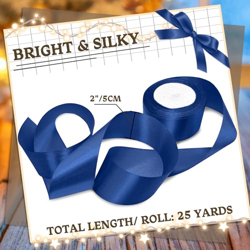 Luomorgo 2 Inch Satin Ribbon, 25 Yards, Navy Blue - color: Navy Blue, size: 2 inch x 25 yards