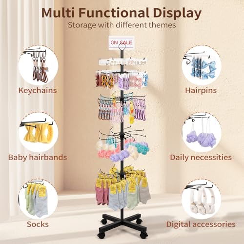 Flenpptly 2 Pack Retail Display Stand, 5-Tier Rotating Display Rack, Black - color: 2 Pack Black