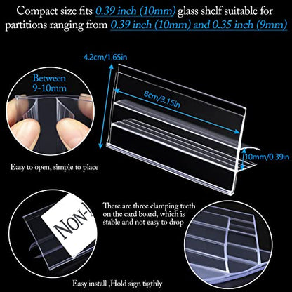 Glass Shelf Label Holders 40 pcs with Inserts fits Fits 3/8" Glass Shelving - size: 10mm ( 40 pcs)