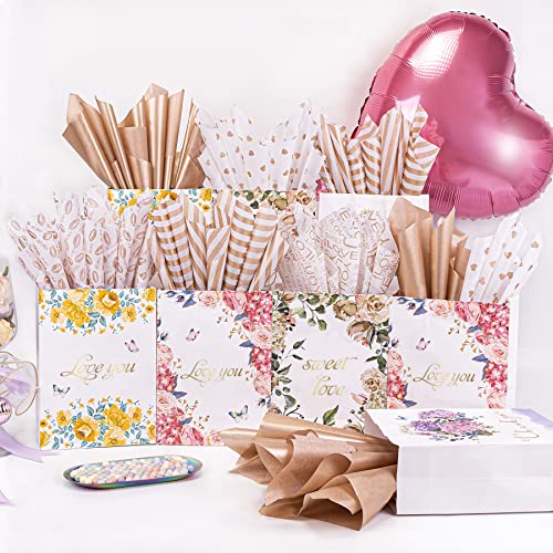 Larcenciel Valentine's Day Tissue Paper, 50 Sheets Metallic Rose Gold Tissue Paper for Gift Bags & Gift Wrapping, Glitter Gift Tissue Paper Bulk, Pretty Gift Wraps for Birthday,9.7x13.8 - color: Rose Gold 50P