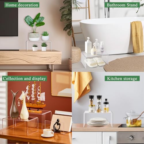 RattanView 2 Pcs 10''，12'' Clear Acrylic Shelf Riser, 5mm Thick - color: Clear, size: 10 Inch, 12 Inch, 5 mm