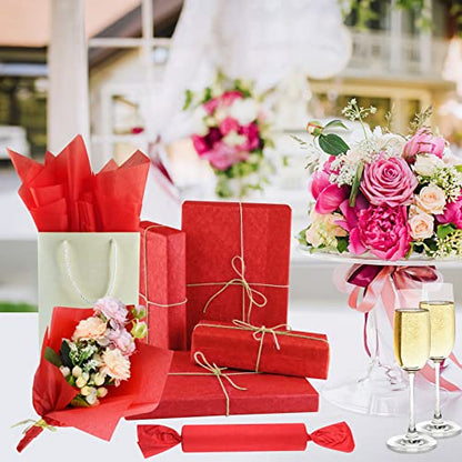 NEBURORA 60 Sheets Red Tissue Paper Set Christmas Gift Wrap Paper - color: Red
