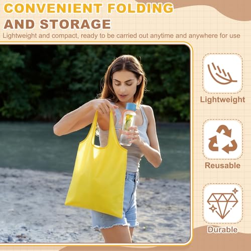 uxcell Foldable Travel Bag with Handles, Lightweight Polyester Fabric Reusable Grocery Bags, Washable Shopping Tote Pouch - color: Multicolor