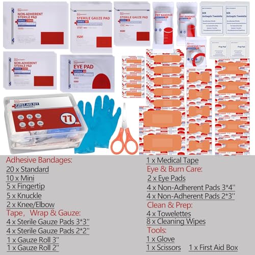 First Aid Kit Refill - Extra Replacement Supplies for First Aid Kits, Loose Packed Restock Supply Pack -77 Piece - size: Small Refill
