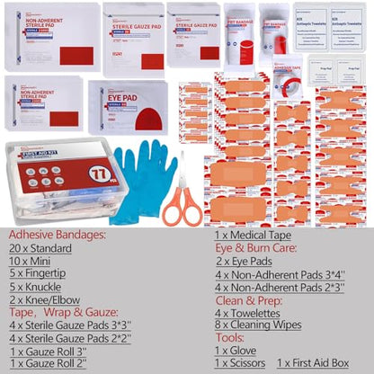 First Aid Kit Refill - Extra Replacement Supplies for First Aid Kits, Loose Packed Restock Supply Pack -77 Piece - size: Small Refill