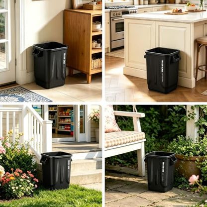 Kitchen Trash Can, Plastic Square Trash bin,8 Gallon,Black