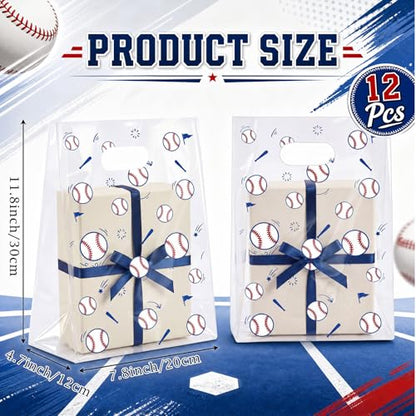 Pasimy 12 Pcs Baseball Gift Bags with Handles, Clear Baseball Plastic Bags - style: Clear Baseball