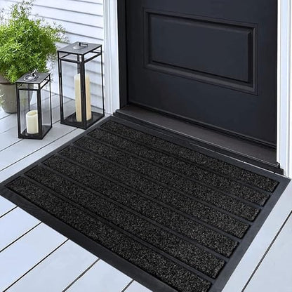 ubdyo Extra Durable Door Mat Outside Entrance (30" x 17", Bright Black) - color: Bright Black, size: 30" x 17" (Rectangular)