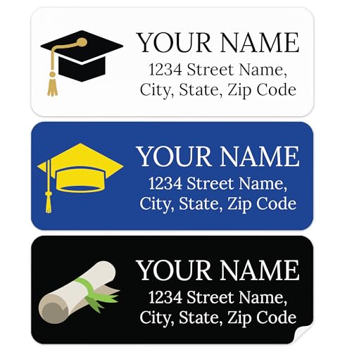 Personalized Graduation Return Address Labels, Custom Announcement Name and Address Mailing Labels Sheets, 30-1200 by My Sign Center