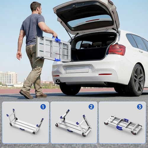 Loyoda Folding Work Platform for Adults, Portable Aluminum Step Stool 800lb - size: Large