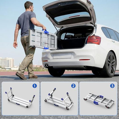 Loyoda Folding Work Platform for Adults, Portable Aluminum Step Stool 800lb - size: Large