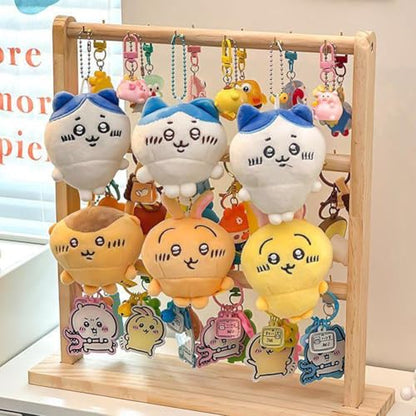 2 Pack Keychain Display Stand, Wooden Key Holder Display for Vendor Booth, Retail Store, Home Organization for Jewelry, Badges, Accessories (30 hooks)