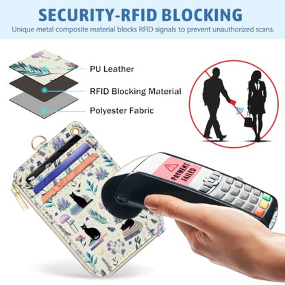 Piefly Black Cat Lanyard Wallet with ID Badge Holder, Small RFID Keychain - color: Black Cat Book