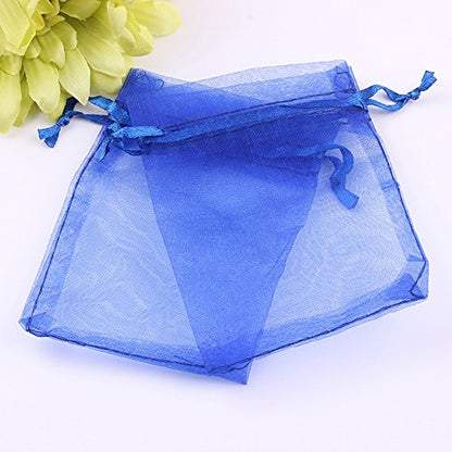 Wudygirl 100 PCS Organza Bags 4"x6" Gift Bags with Drawstring Blue - color: Blue, size: 4x6 IN