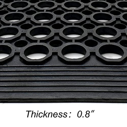 Anti-Fatigue Rubber Floor Mat - NANBOWANG Commercial Grade Grease Resistant Non-Slip Recycle Tyre Floor Mats for Restaurant Kitchen Bar Garden Outdoor Wet Area (40"X80") - size: 40"X80"