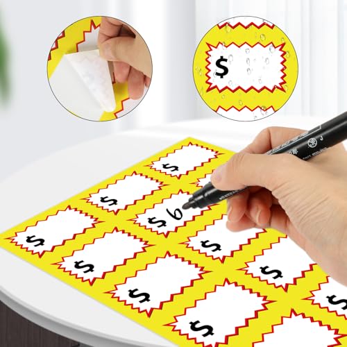 360 Multi-Use Garage Sale Stickers - 360Pcs Removable Adhesive Labels with Space to Write Pricing for Retail Yard Sales & Flea Markets - color: White