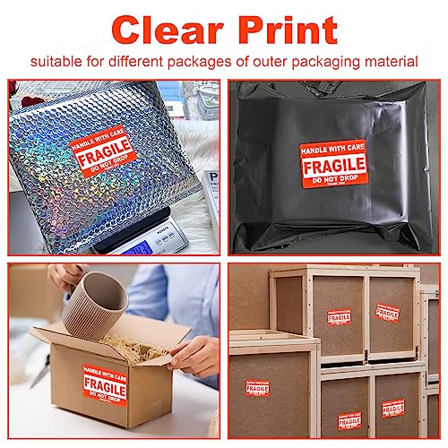 4" x 6" Fragile Stickers for Shipping, Handle with Care Fragile Labels, Strong Adhesive for Moving, Thank You Warning Packing Shipping Label Stickers [500 Labels/1 Roll] - size: 4" x 6"