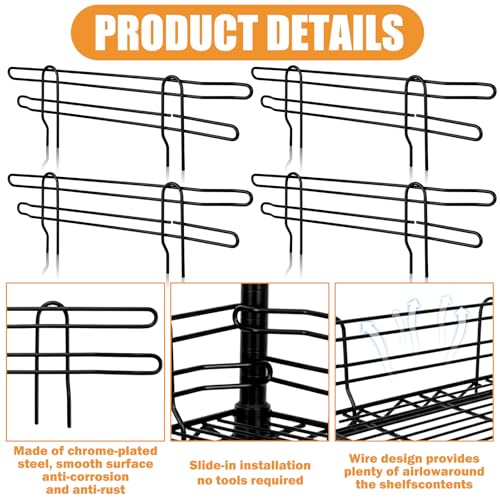 MorningRo 4 Pcs Black Chrome Wire Shelf Ledge, 14" L x 5" H - color: Black, size: 18" L X 4" H
