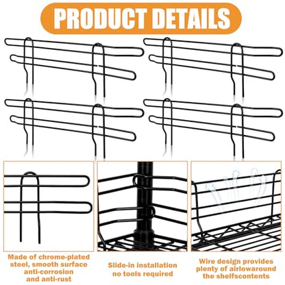 MorningRo 4 Pcs Black Chrome Wire Shelf Ledge, 14" L x 5" H - color: Black, size: 18" L X 4" H