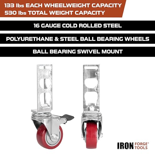 Iron Forge Tools Rolling Storage Rack Caster Wheels, Set of 4-3 Inch - size: 3 Inch - 530 lb Capacity